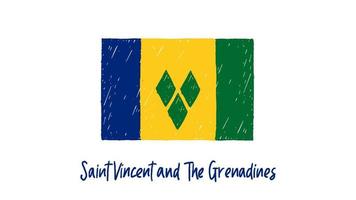 saint vincent und die grenadinen flaggenmarkierung oder bleistiftskizzenillustrationsvektor vektor