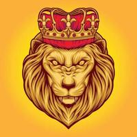 klassische elegante Löwenkönigskronen-Vektorillustrationen für Ihr Arbeitslogo, Maskottchen-Waren-T-Shirt, Aufkleber- und Etikettendesigns, Plakate, Grußkarten, die Unternehmen oder Marken werben. vektor