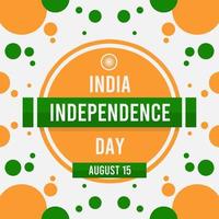 Indische Unabhängigkeitstagskarte mit flachem und abstraktem Design für Grußkarten oder Social-Media-Beiträge am 15. August vektor