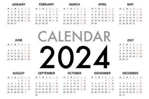 Kalenderplaner für die Woche 2024 beginnt am Montag vektor