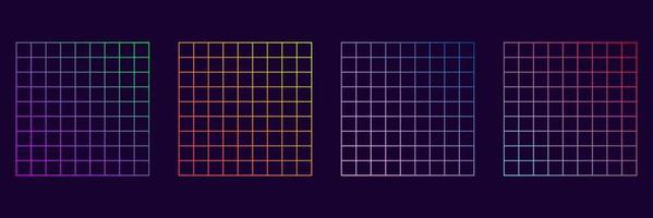 verzerrtes quadratisches neonmuster des gitters. trendiger Retro-Stil der 1980er, 90er Jahre. wellenkräuselung perspektive quadrat. Warp futuristischer geometrischer quadratischer Fehler. abstraktes modernes Design. isolierte Vektorillustration. vektor