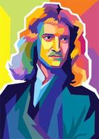 Illustrationskunststil von Isaac Newton war ein englischer Physiker und Mathematiker, der für seine Gesetze der Physik berühmt war. vektor