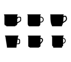 Satz von verschiedenen schwarzen Kaffeetassenikonen vektor