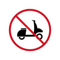 förbjud moped leverans zon svart siluett ikon. skoter förbjudet piktogram. snabb motorcykel röd stoppcirkel symbol. ingen tillåt moto cykel vägskylt. motorcykel förbjuden. isolerade vektor illustration.