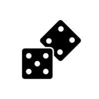 Würfel schwarze Silhouette Symbol. Spielen Sie Cube Roll Random Lucky Game Glyph Piktogramm. flaches Symbol des Backgammon-Spaßes. Glücksspiel-Risiko-Chance-Wette-Zeichen. zwei Würfel quadratisches einfaches Logo. isolierte Vektorillustration. vektor