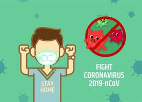 Mann kämpft gegen das Coronavirus vektor