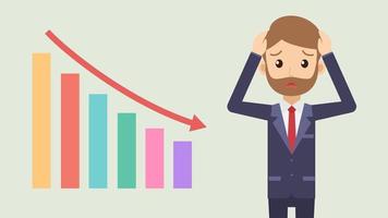 trauriger Geschäftsmann mit Downgraph vektor