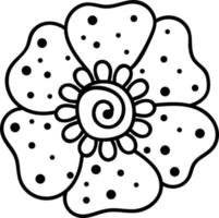 Schwarz-Weiß-Illustration mit einer Blume. Vektor-Illustration einer abstrakten flower.black Silhouette. Werbung, Webdesign, Logo, Verpackung, Textilien, Kinderbücher, Feiertage, Dekoration. vektor