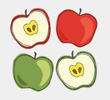 uppsättning röda och gröna äpplen vektor