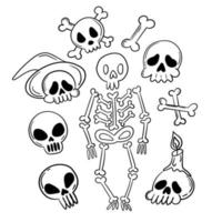 Gekritzelaufkleber lustiges Skelett und Schädel für Halloween