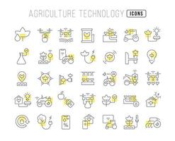 satz linearer symbole der landwirtschaftstechnologie vektor