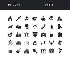 uppsättning enkla ikoner av Kreta vektor