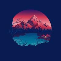 Camping-Logo-Design-Landschaft-Vektor-Illustration vektor