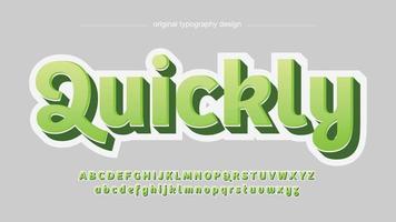 3D grön tecknad display typografi vektor