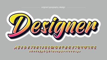 gul och rosa klistermärke fet 3d kalligrafi texteffekt vektor