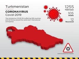 Turkmenistan betroffene Landkarte des Coronavirus vektor