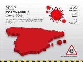 spanien påverkad landskarta över coronavirus vektor