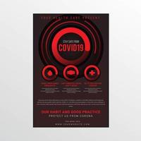 svart och röd covid-19 affisch för säkerhetssteg vektor