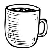 söt kopp te eller kaffe illustration. enkel mugg clipart. mysig hem doodle vektor