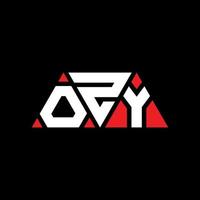 ozy triangel bokstavslogotypdesign med triangelform. ozy triangel logotyp design monogram. ozy triangel vektor logotyp mall med röd färg. ozy triangulär logotyp enkel, elegant och lyxig logotyp. ozy