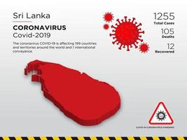 Sri Lanka drabbade landskarta över koronavirusspridning vektor