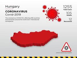 hungary-drabbade landskarta över coronavirus spridning vektor