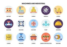 uppsättning av 15 batterier och andra industriella ikoner vektor