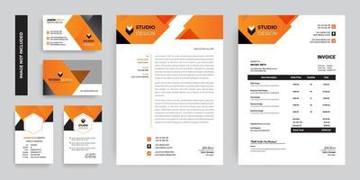 Orange und Grau Winkelform Design Branding Set vektor