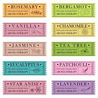 Aromatherapie-Set von Vintage-Etiketten vektor