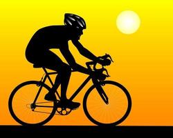 cyklist idrottare på gul bakgrund vektor