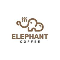 logotyp för elefant och kaffekopp vektor