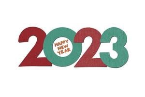 Papierschnittstil des Logodesigns 2023 guten Rutsch ins neue Jahr Trendtext de vektor
