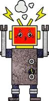 Retro-Grunge-Textur-Cartoon-Roboter-Fehlfunktion vektor