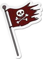 Aufkleber-Cartoon-Doodle einer Piratenflagge vektor