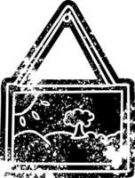 Grunge-Symbol Zeichnung eines Bildes im Rahmen vektor