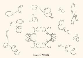 Handgezogener Curly Swirl Vektor Set