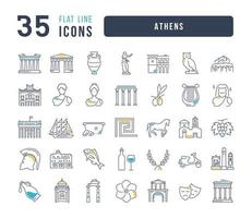 uppsättning linjära ikoner i Aten vektor