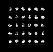 uppsättning enkla ikoner av frukter vektor