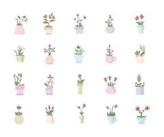 rosa blomkruka samling vektor illustration platt stil