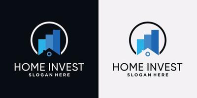 home invest Logo-Design-Vorlage mit kreativem Konzept vektor