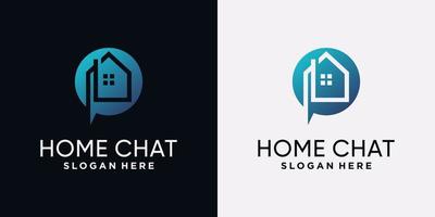 Home-Chat-Logo-Design-Vorlage mit kreativem Konzept vektor