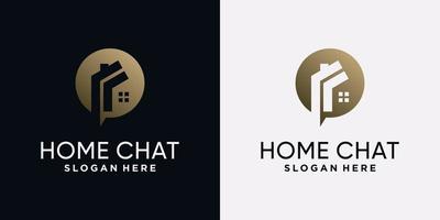 Home-Chat-Logo-Design-Vorlage mit kreativem Konzept vektor