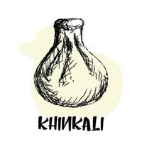 khinkali. georgiska köket. logotyp för khinkalnoy. dumplings. blyertsteckning vektor