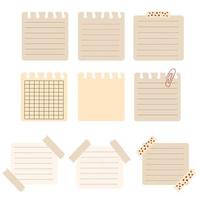 Zettelstücke unterschiedlicher Größe, Notizblock, mit Klebeband versiegelte Notizblockblätter vektor