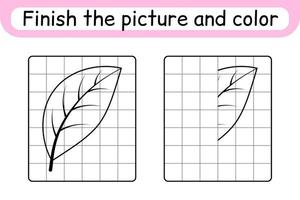 Vervollständigen Sie das Bildblatt. Kopieren Sie das Bild und die Farbe. fertig das Bild. Malbuch. pädagogisches Zeichenübungsspiel für Kinder vektor