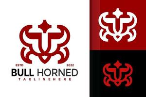 bull horned logotyp design, varumärkesidentitet logotyper vektor, modern logotyp, logo design vektor illustration mall