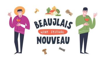 beaujolais nouveau vinfestival. vektorillustration, en uppsättning designelement för en vinfestival. vektor