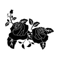 silhouette schwarzes motiv rose blume blüht vektor