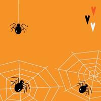 gruseliges Spinnennetz mit Spinnen in der Ecke als Symbol für Halloween mit Herzformen vektor