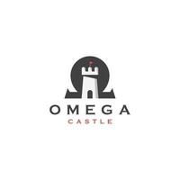 omega symbol med slott form logotyp ikon designmall platt vektorillustration vektor